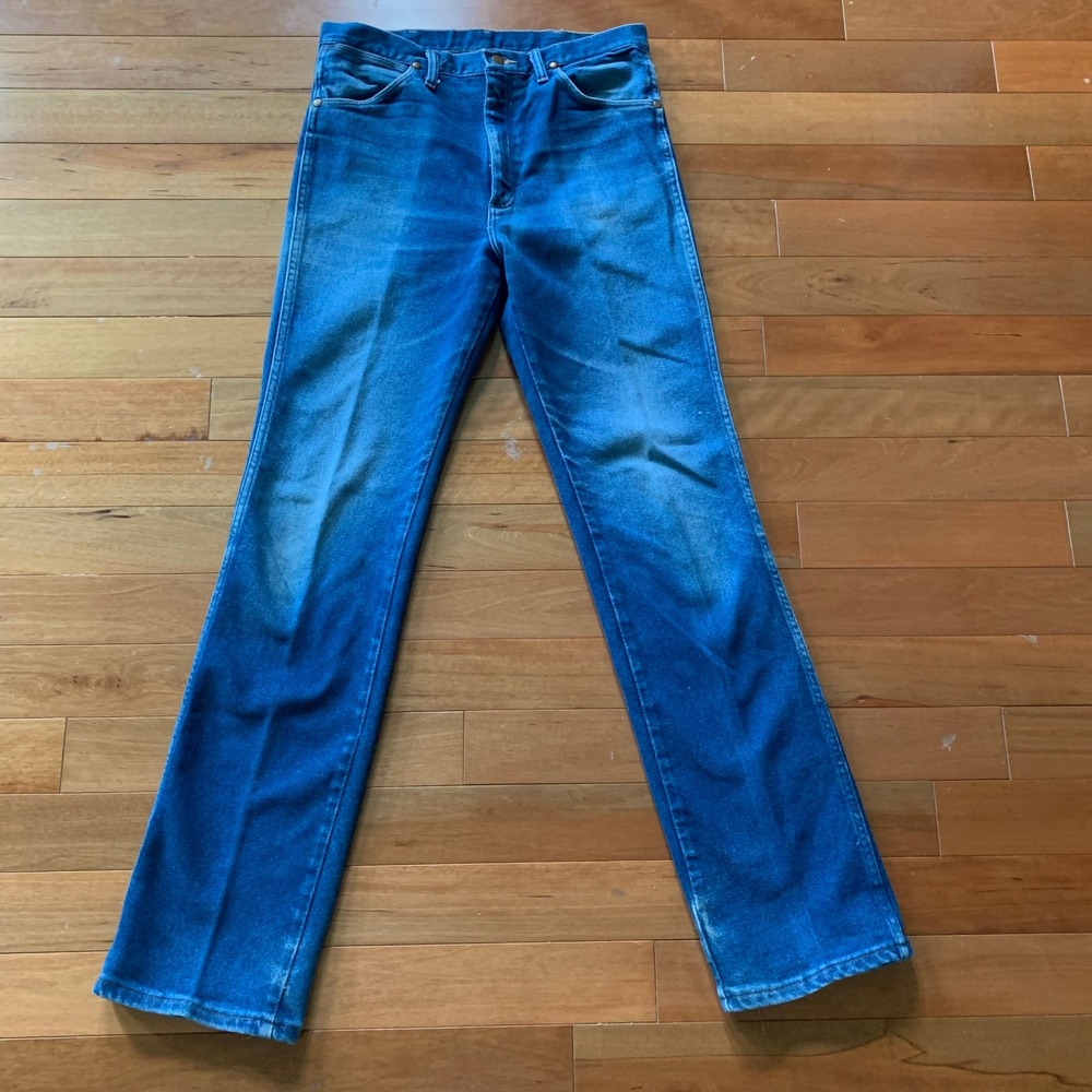 Wrangler 33x34 Jeans Blue Good Cowboy Cut 938NAV Straight Leg High Rise Denim